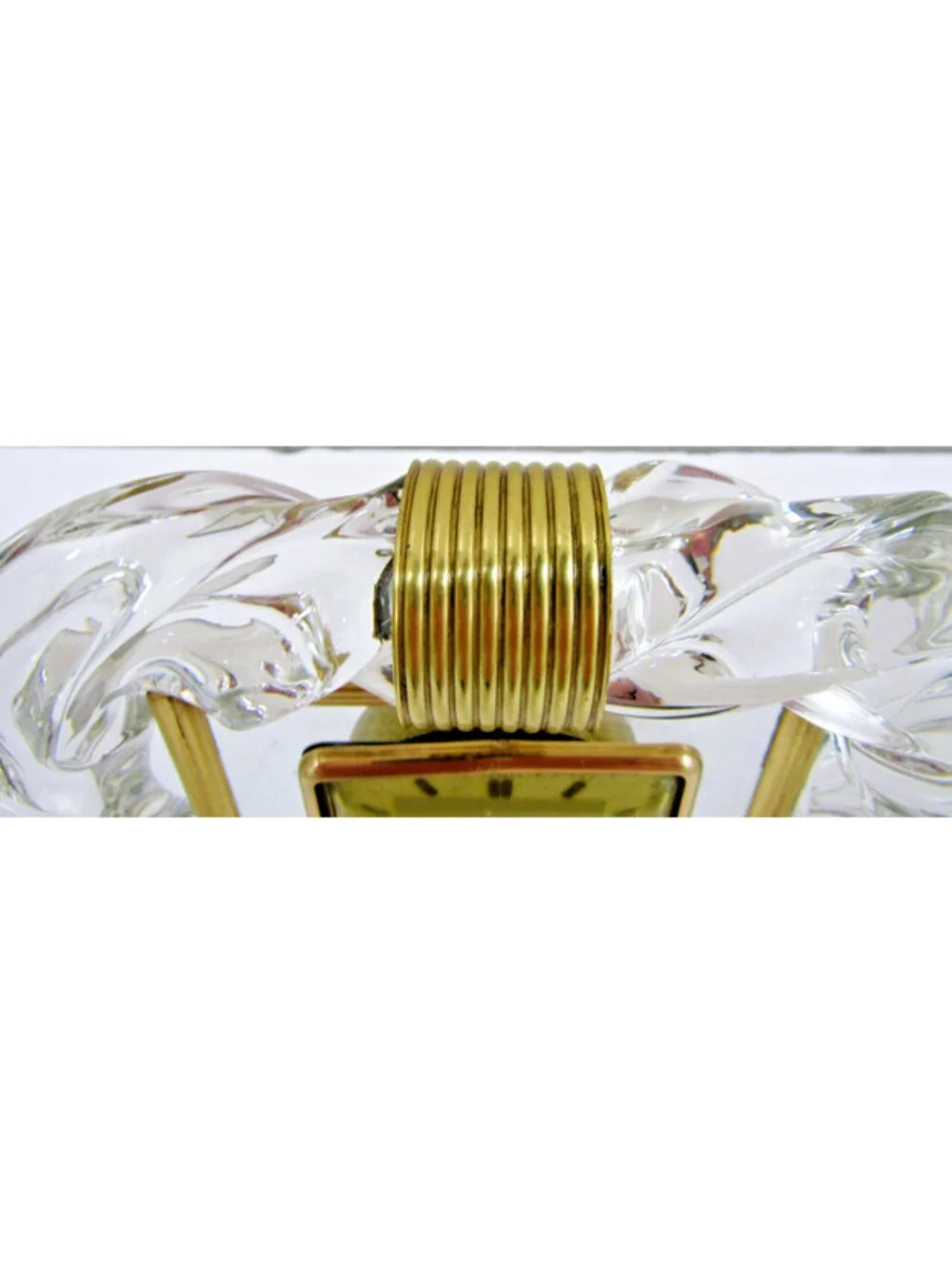 1940s New Haven Venini Twisted Glass  and Brass Desk Clock